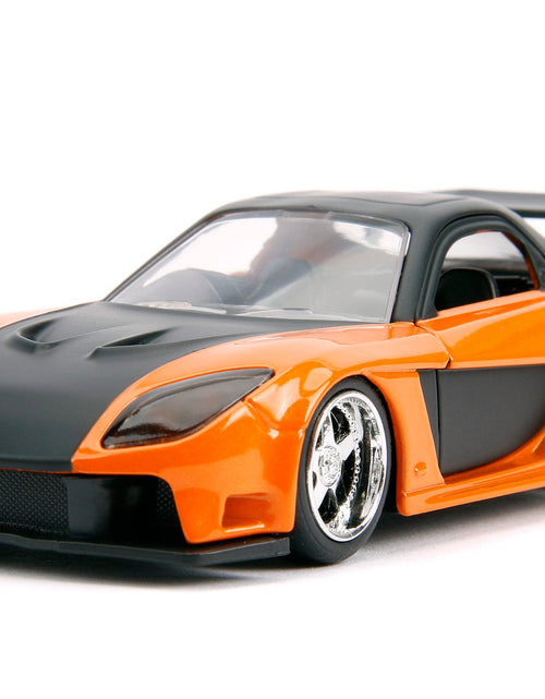 Load image into Gallery viewer, Han's Mazda RX-7 Orange Metallic and Matt Black and Toyota GR Supra Orange Metallic with Black Hood Set of 2 pieces "Fast &amp; Furious" Series 1/32 Diecast Model Cars by Jada

