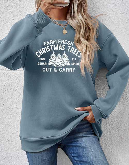 Load image into Gallery viewer, Round Neck Graphic Long Sleeve Sweatshirt
