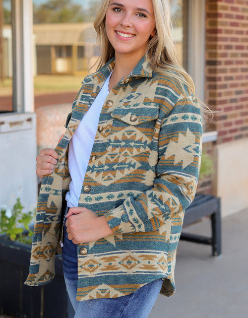 Load image into Gallery viewer, Geometric Button Down Collared Jacket
