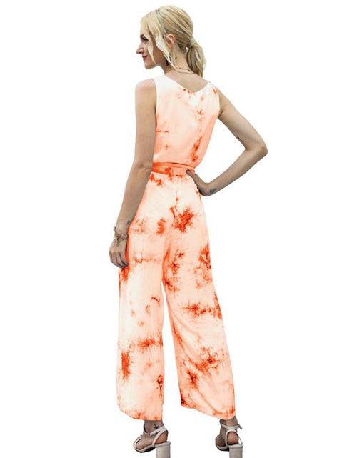 Load image into Gallery viewer, Ivy Lane Tie-Dye Tie Waist Sleeveless Jumpsuit

