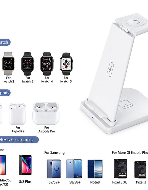 Load image into Gallery viewer, 3-in-1 Fast Wireless Charging Stand for Phones, Apple Watch &amp; AirPods by Infinite Basics
