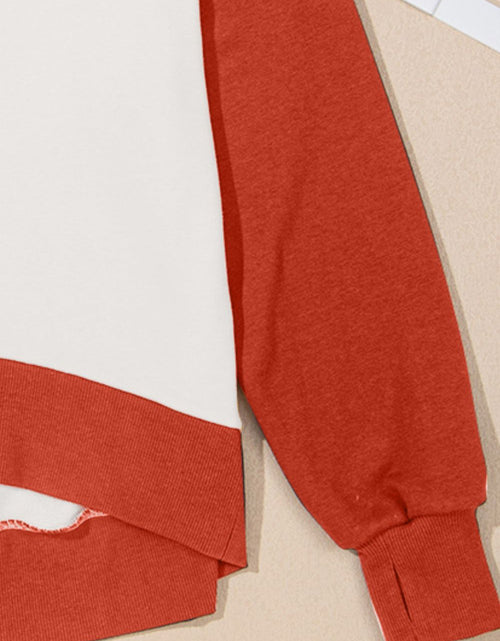 Load image into Gallery viewer, Contrast Round Neck Long Sleeve Sweatshirt
