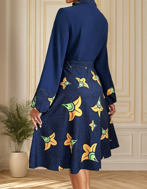 Load image into Gallery viewer, Perfee Printed Collared Neck Long Sleeve Dress
