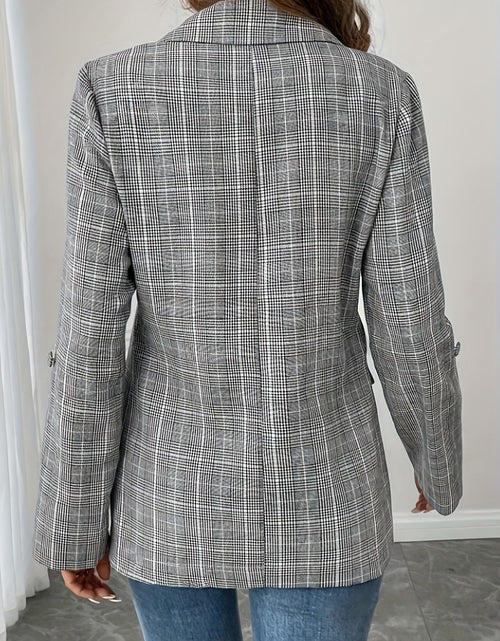 Load image into Gallery viewer, Single-Breasted Lapel Collar Plaid Blazer
