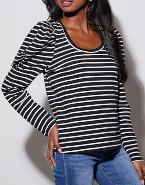 Load image into Gallery viewer, Striped Round Neck Long Sleeve T-Shirt
