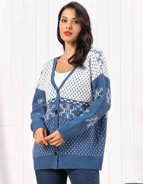 Load image into Gallery viewer, Snowflake Button Down Cardigan
