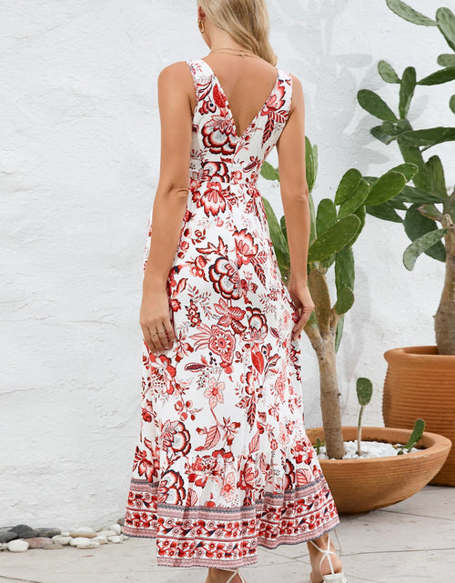 Load image into Gallery viewer, Printed V-Neck Wide Strap Dress
