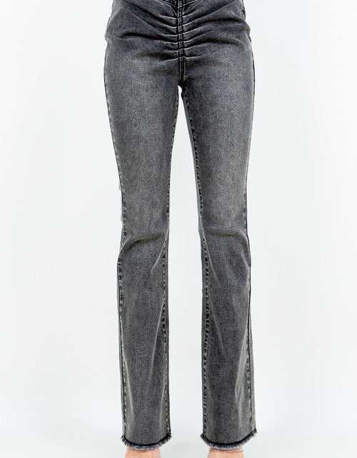 Load image into Gallery viewer, American Bazi V-Cut Ruched Flare Pants
