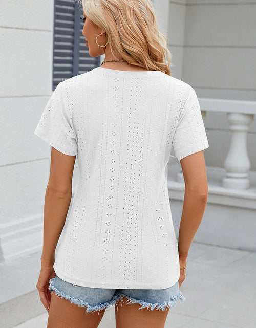 Load image into Gallery viewer, Eyelet Surplice Short Sleeve T-Shirt
