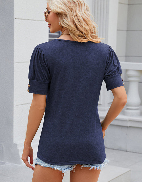 Load image into Gallery viewer, Round Neck Puff Sleeve T-Shirt
