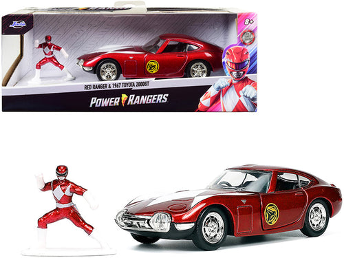 Load image into Gallery viewer, 1967 Toyota 2000GT RHD (Right Hand Drive) Red Metallic and Red Ranger Diecast Figurine "Power Rangers" "Hollywood Rides" Series 1/32 Diecast Model Car by Jada
