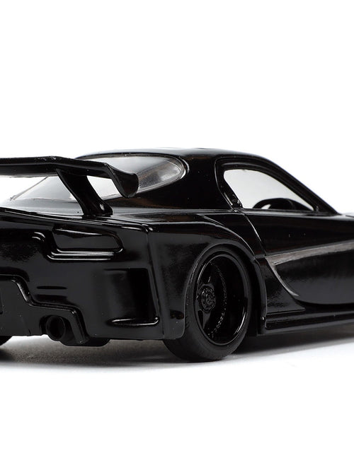 Load image into Gallery viewer, 1995 Mazda RX-7 RHD (Right Hand Drive) Black and Black Panther Diecast Figure "The Avengers" "Hollywood Rides" Series 1/32 Diecast Model Car by Jada
