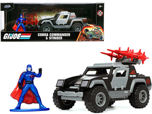 Load image into Gallery viewer, Stinger with Missile Launcher and Cobra Commander Diecast Figurine "G.I. Joe" "Hollywood Rides" Series 1/32 Diecast Model Car by Jada
