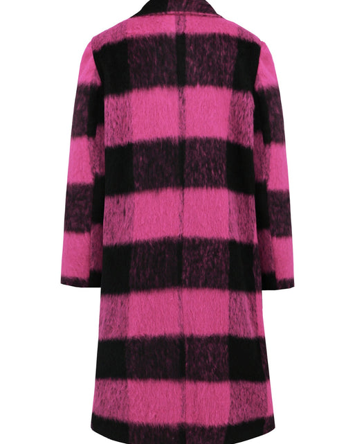 Load image into Gallery viewer, Plaid Double-Breasted Long Sleeve Coat
