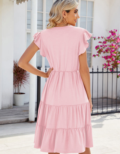 Load image into Gallery viewer, Ruched Notched Cap Sleeve Dress
