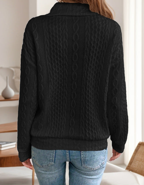 Load image into Gallery viewer, Oblique Zipper Collared Neck Long Sleeve Sweatshirt
