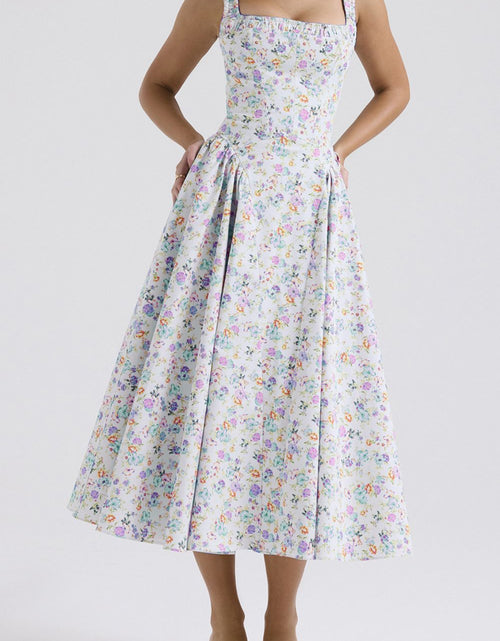 Load image into Gallery viewer, Floral Square Neck Wide Strap Midi Dress

