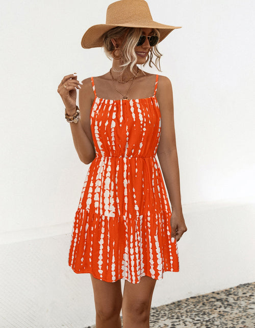 Load image into Gallery viewer, Ruffle Hem Printed Mini Cami Dress
