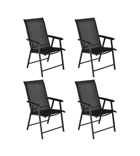 4-Pack Patio Folding Chairs Portable for Outdoor Camping-Black