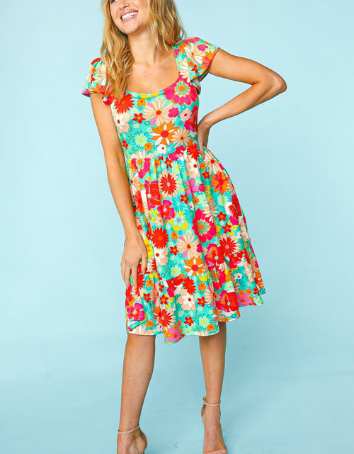 Load image into Gallery viewer, Haptics Floral Square Neck Short Sleeve Dress
