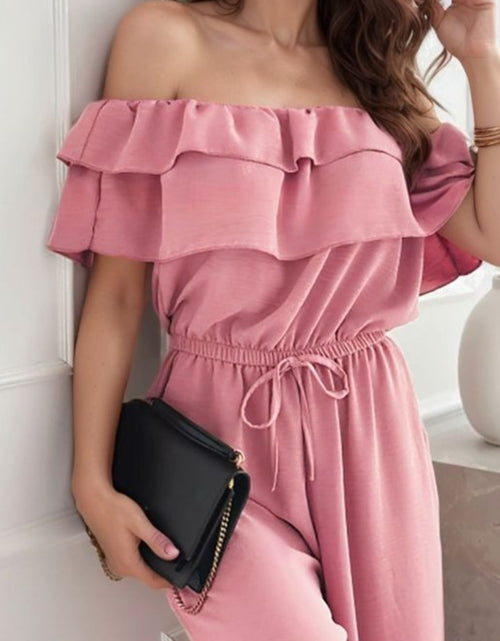 Load image into Gallery viewer, Ruffled Off  Shoulder Wide Leg Jumpsuit
