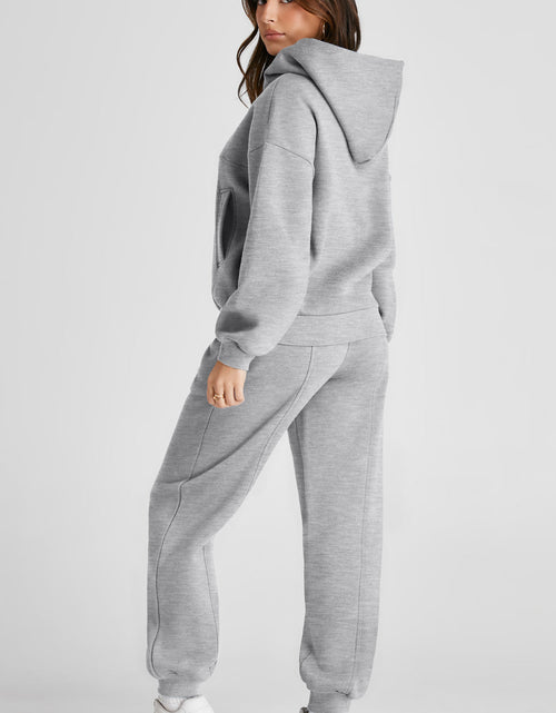 Load image into Gallery viewer, Dropped Shoulder Long Sleeve Hoodie and Pants Active Set
