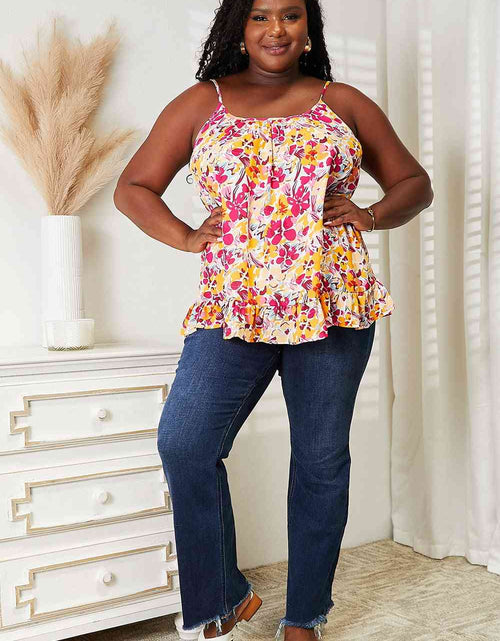 Load image into Gallery viewer, Double Take Floral Scoop Neck Ruffle Hem Cami
