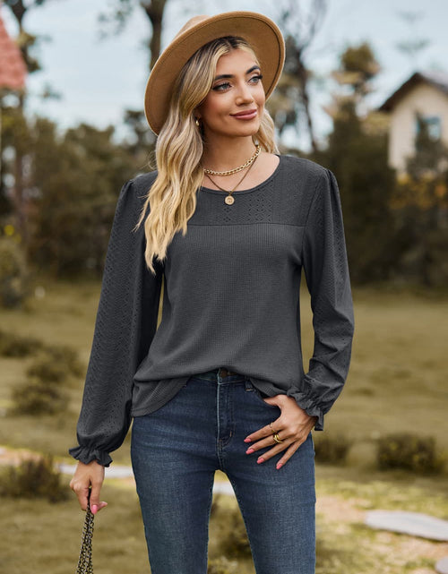 Load image into Gallery viewer, Round Neck Puff Sleeve Blouse

