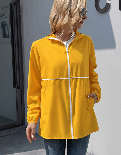 Load image into Gallery viewer, Ivy Lane Zip Up Long Sleeve Hooded Watertight Jacket
