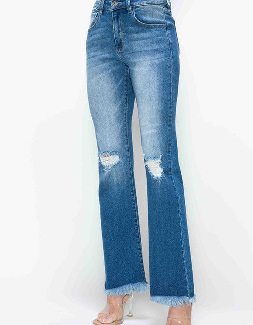 Load image into Gallery viewer, bytos Full Size Raw Hem Distressed High Rise Bootcut Jeans
