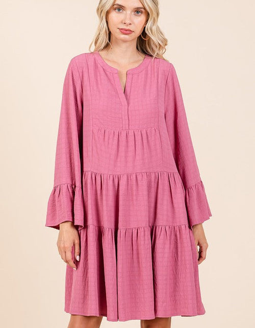 Load image into Gallery viewer, Mittoshop Tiered Notched Flare Sleeve Dress

