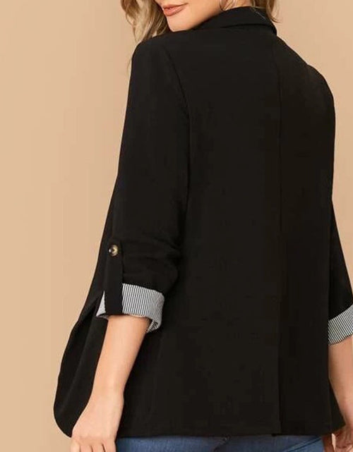 Load image into Gallery viewer, Lapel Collar Roll-Tab Sleeve Blazer
