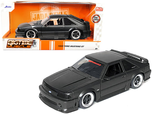 Load image into Gallery viewer, 1989 Ford Mustang GT 5.0 Matt Black Metallic with Matt Black Hood "Bigtime Muscle" Series 1/24 Series Diecast Model Car by Jada
