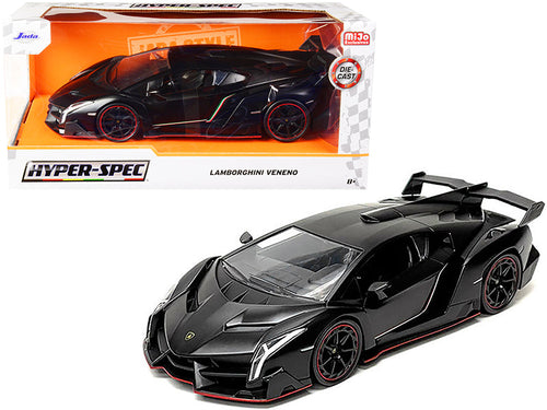 Load image into Gallery viewer, Lamborghini Veneno Matt Black "Hyper-Spec" Series 1/24 Diecast Model Car by Jada
