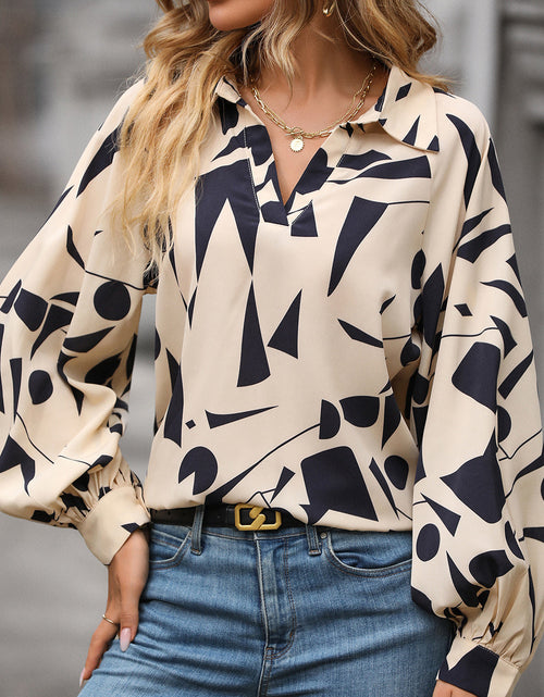 Load image into Gallery viewer, Perfee Printed Johnny Collar Blouse
