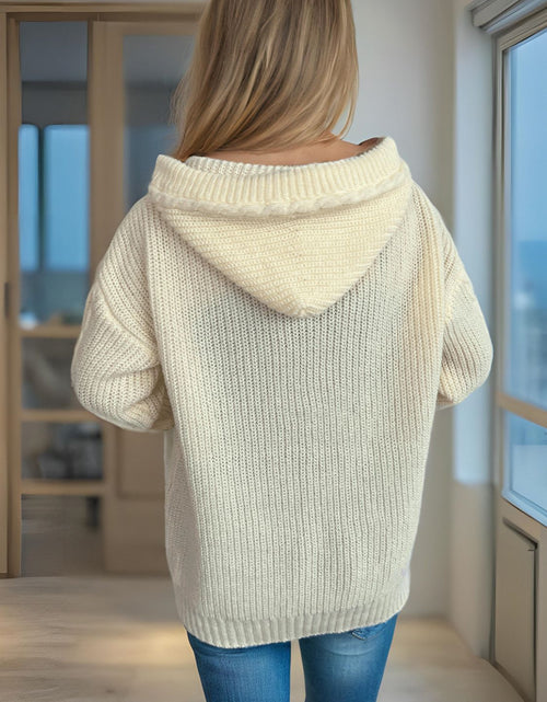 Load image into Gallery viewer, Cable-Knit Long Sleeve Hooded Cardigan
