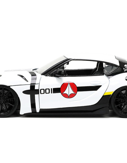 Load image into Gallery viewer, 2020 Toyota Supra White and Roy Focker Diecast Figurine "Robotech" "Hollywood Rides" Series 1/24 Diecast Model Car by Jada
