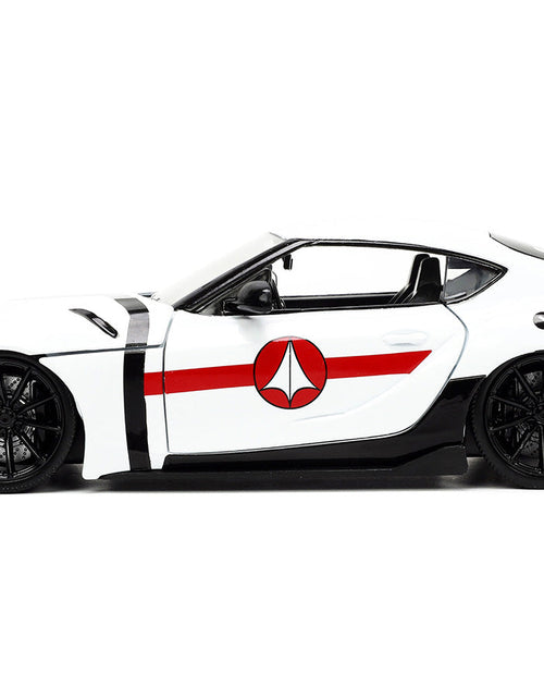 Load image into Gallery viewer, 2020 Toyota Supra White and Rick Hunter Diecast Figurine "Robotech" "Hollywood Rides" Series 1/24 Diecast Model Car by Jada
