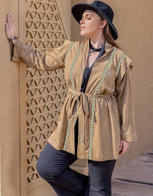 Load image into Gallery viewer, Plus Size Long Sleeve Tie Waist Cardigan
