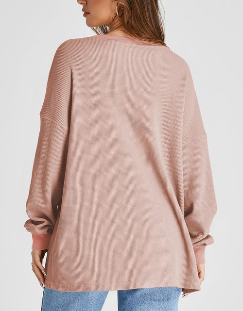 Load image into Gallery viewer, Waffle Knit Round Neck Long Sleeve T-Shirt
