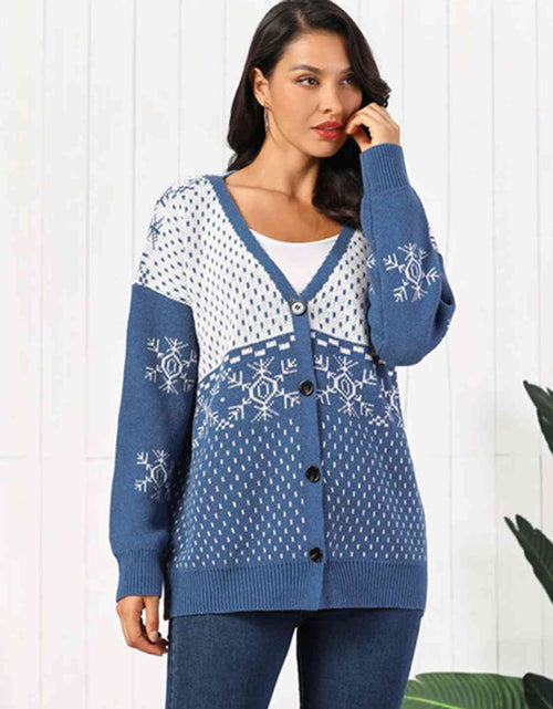 Load image into Gallery viewer, Snowflake Button Down Cardigan
