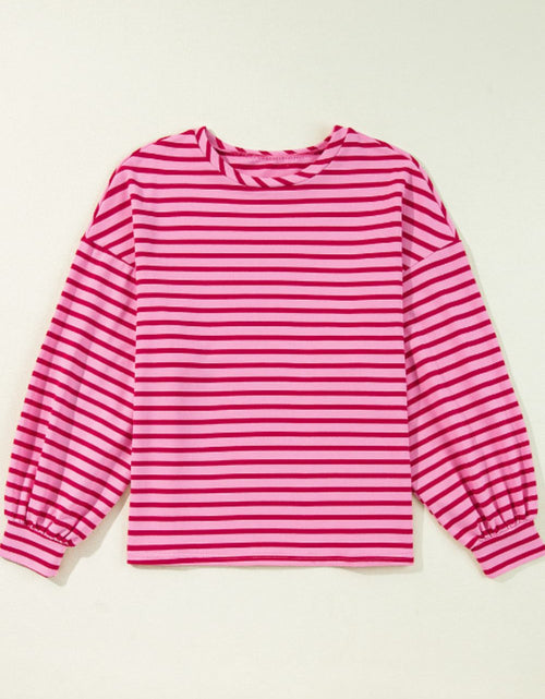 Load image into Gallery viewer, Striped Round Neck Long Sleeve Sweatshirt

