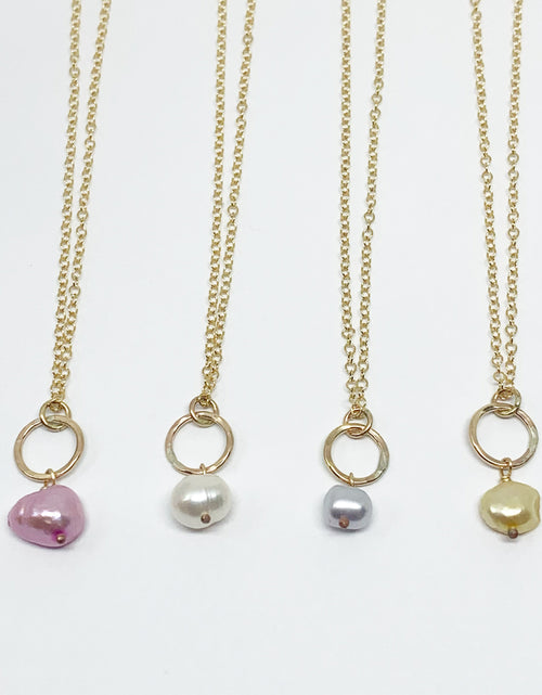 Load image into Gallery viewer, Pearl Drop Charm Necklace by Jennifer Cervelli Jewelry
