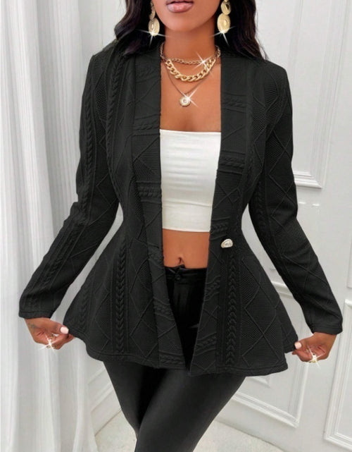Load image into Gallery viewer, One Button Textured Peplum Cardigan
