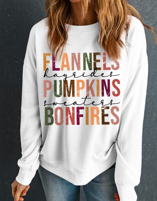 Load image into Gallery viewer, Letter Graphic Round Neck Long Sleeve Sweatshirt
