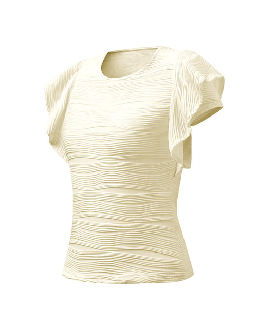 Load image into Gallery viewer, Textured Round Neck Cap Sleeve Top
