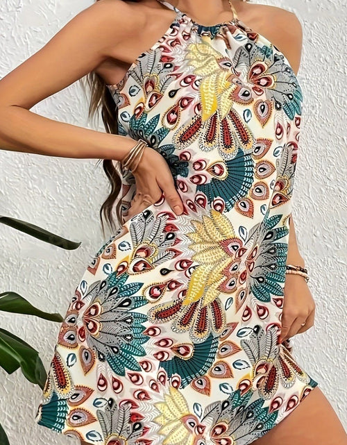 Load image into Gallery viewer, Printed Grecian Neck Mini Dress
