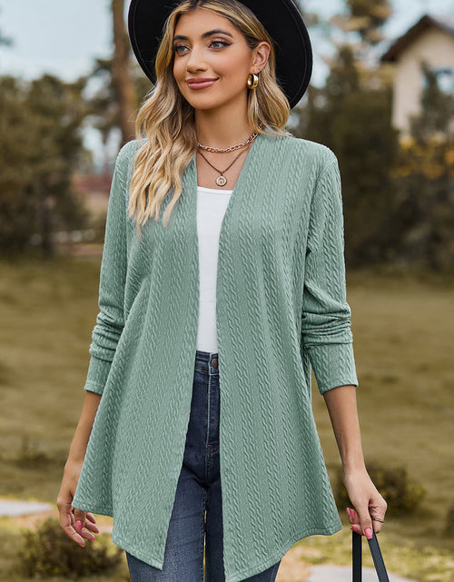 Load image into Gallery viewer, Textured Open Front Long Sleeve Cardigan
