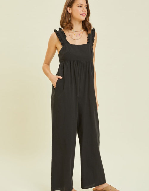 Load image into Gallery viewer, HEYSON Full Size Ruffled Strap Back Tie Wide Leg Jumpsuit
