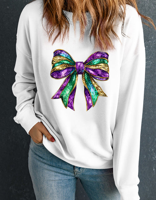Load image into Gallery viewer, Bow Round Neck Long Sleeve Sweatshirt

